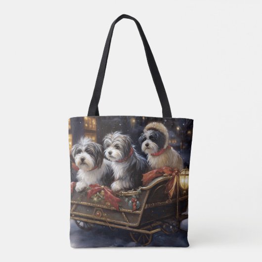 Havanese Kerstmis Feestelijk Seizoen Tote Bag (Achterkant)