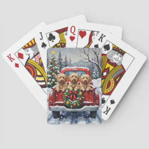 Havanese Kerstmis Rode Truck Vakantie Pokerkaarten