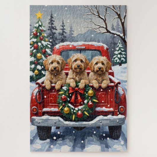 Havanese Kerstmis Rode Truck Winstseizoen Legpuzzel (Verticaal)