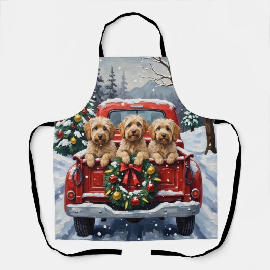 Havanese Kerstmis Rode Truck Winter Schort (Voorkant)