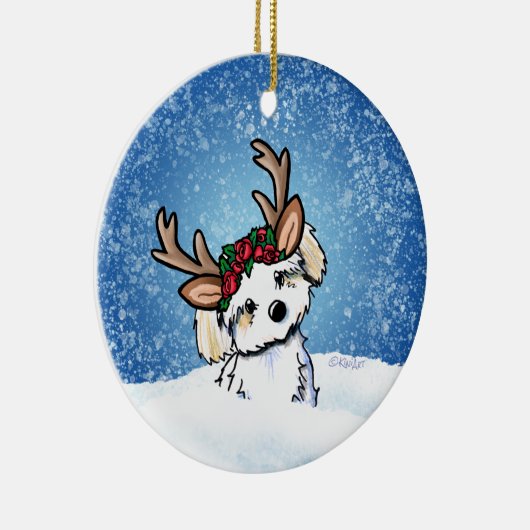 Havanese kerstversier keramisch ornament (Rechts)