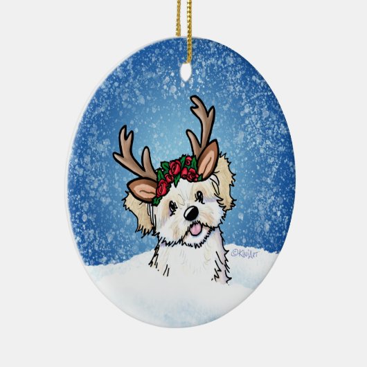 Havanese kerstversier keramisch ornament (Rechts)