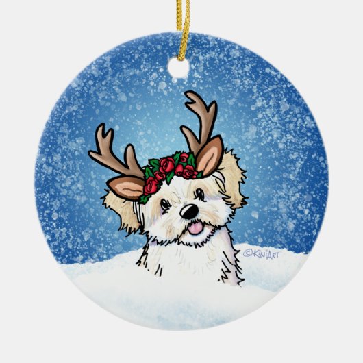 Havanese kerstversier keramisch ornament (Voorkant)