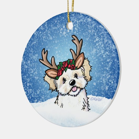 Havanese kerstversier keramisch ornament (Links)