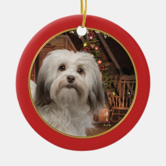 Havanese kerstversiering keramisch ornament (Voorkant)