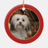 Havanese kerstversiering keramisch ornament (Achterkant)
