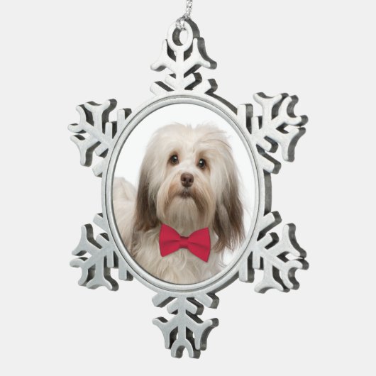 Havanese kerstversiering tin sneeuwvlok ornament (Rechts)