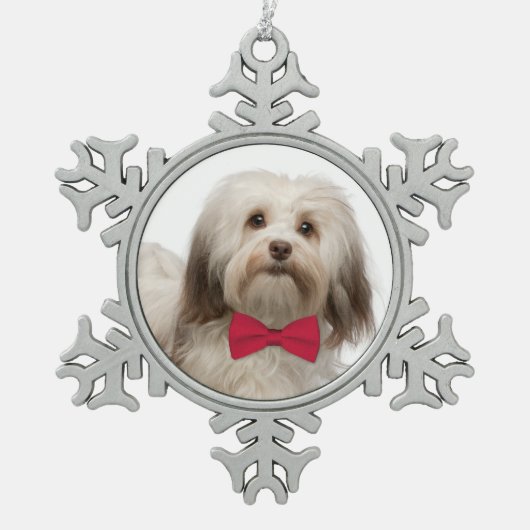Havanese kerstversiering tin sneeuwvlok ornament (Voorkant)