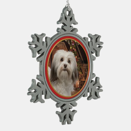 Havanese kerstversiering tin sneeuwvlok ornament (Links)
