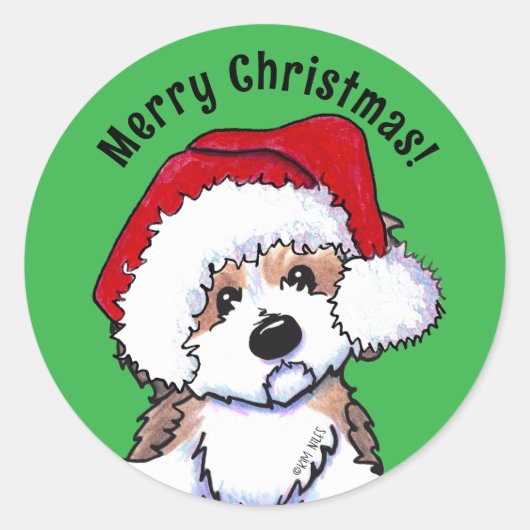 Havanese Kerstzegels Ronde Sticker (Voorkant)