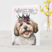 Havanese Koningin voor een Dag Grappige Verjaardag Kaart (Gele Bloem)