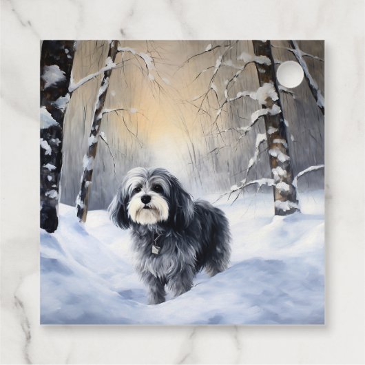 Havanese laat het sneeuwen Kerstmis Bedankjes Labels (Achterkant)