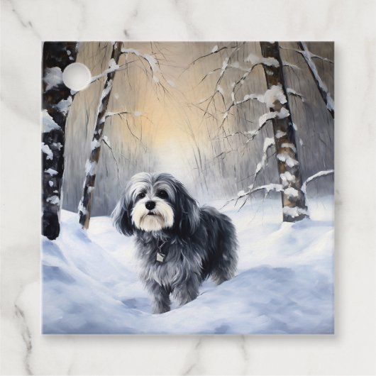 Havanese laat het sneeuwen Kerstmis Bedankjes Labels (Voorkant)