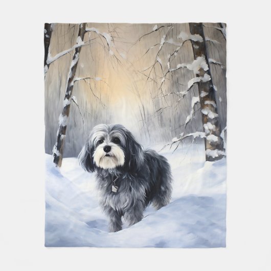Havanese laat het sneeuwen Kerstmis Fleece Deken (Voorkant)