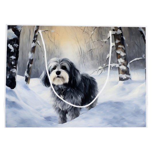 Havanese laat het sneeuwen Kerstmis Groot Cadeauzakje (Achterkant)