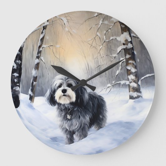 Havanese laat het sneeuwen Kerstmis Grote Klok (Voorkant)