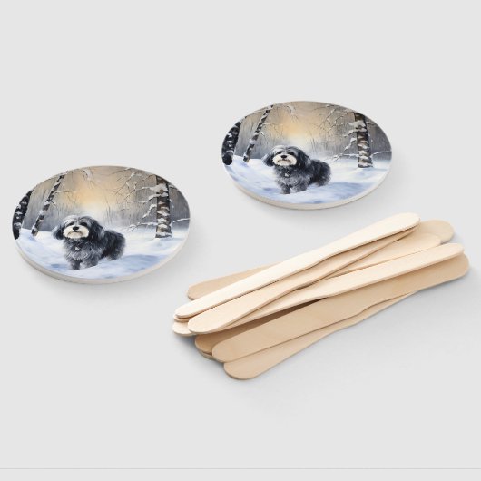 Havanese laat het sneeuwen Kerstmis Handwaaier (Niet-gemonteerd)