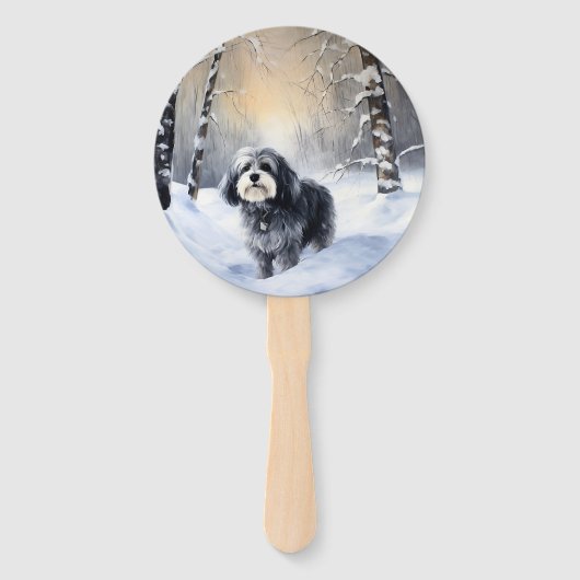 Havanese laat het sneeuwen Kerstmis Handwaaier (Voorkant)