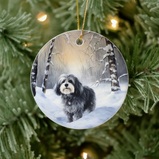 Havanese laat het sneeuwen Kerstmis Keramisch Ornament (Boom)