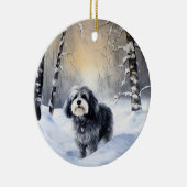 Havanese laat het sneeuwen Kerstmis Keramisch Ornament (Rechts)