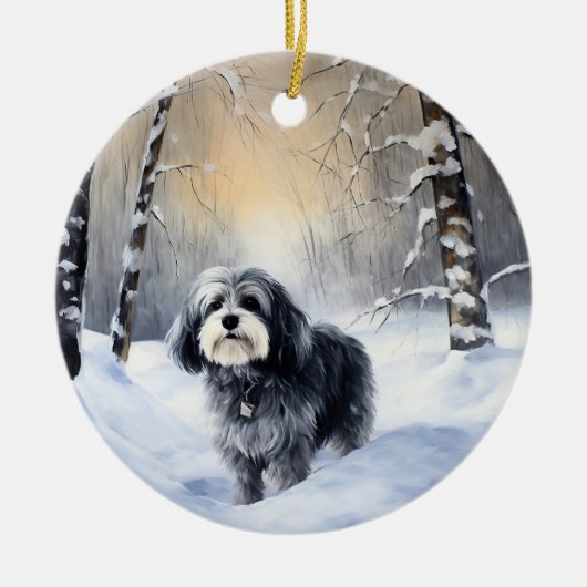 Havanese laat het sneeuwen Kerstmis Keramisch Ornament (Voorkant)
