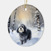 Havanese laat het sneeuwen Kerstmis Keramisch Ornament (Links)