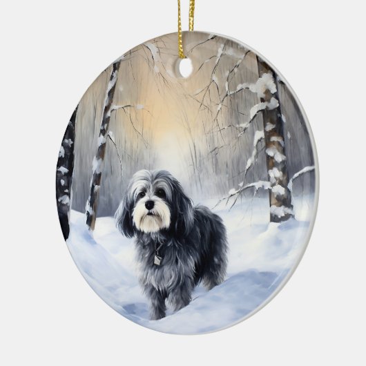 Havanese laat het sneeuwen Kerstmis Keramisch Ornament (Links)