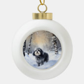 Havanese laat het sneeuwen Kerstmis Keramische Bal Ornament (Voorkant)