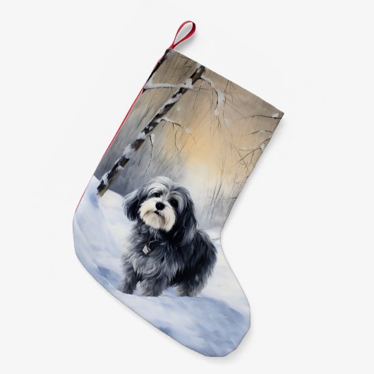 Havanese laat het sneeuwen Kerstmis Kleine Kerstsok (Voorkant (Hangend))