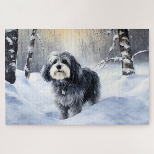 Havanese Laat het Sneeuwen Kerstmis Legpuzzel