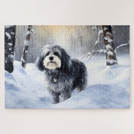 Havanese laat het sneeuwen Kerstmis Legpuzzel (Horizontaal)