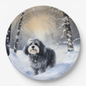 Havanese laat het sneeuwen Kerstmis Papieren Bordje (Voorkant)