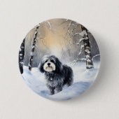 Havanese laat het sneeuwen Kerstmis Ronde Button 5,7 Cm (Voorkant)