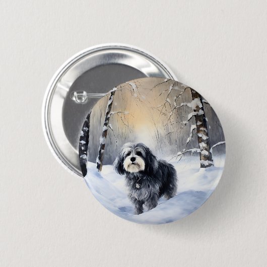 Havanese laat het sneeuwen Kerstmis Ronde Button 5,7 Cm (Voorkant /achterkant)