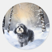 Havanese Laat het Sneeuwen Kerstmis Ronde Sticker (Voorkant)