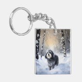 Havanese laat het sneeuwen Kerstmis Sleutelhanger (Voorkant Links)