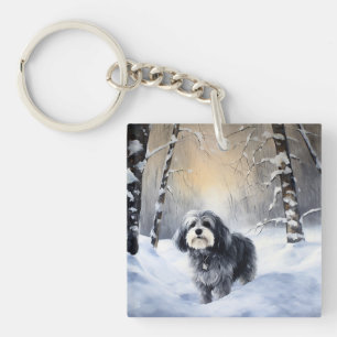 Havanese laat het sneeuwen Kerstmis Sleutelhanger