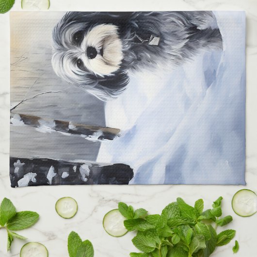 Havanese laat het sneeuwen Kerstmis Theedoek (Gevouwen)