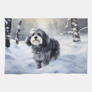 Havanese laat het sneeuwen Kerstmis Theedoek