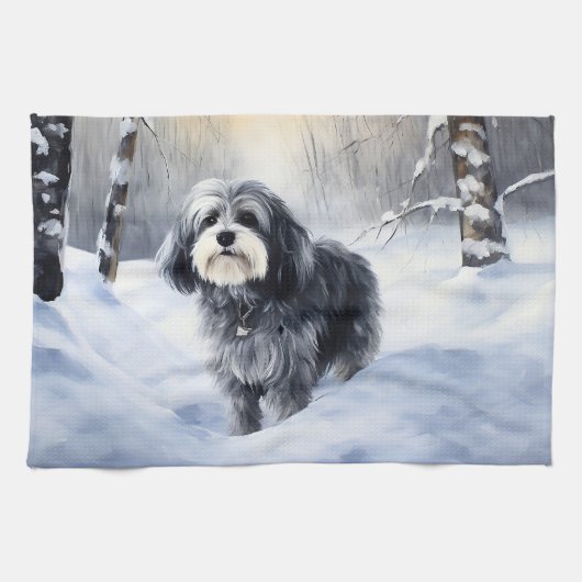 Havanese laat het sneeuwen Kerstmis Theedoek (Horizontaal)