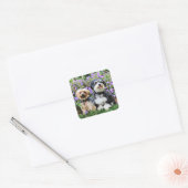 Havanese - Lola & Yorkie - Molly Vierkante Sticker (Envelop)