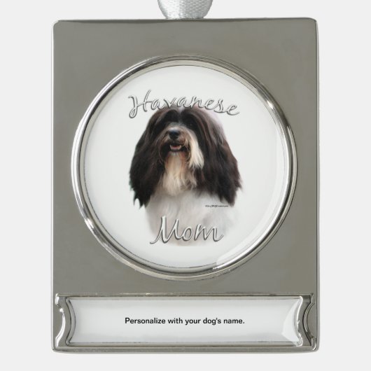 Havanese mama 2 verzilverd banner ornament (Voorkant)