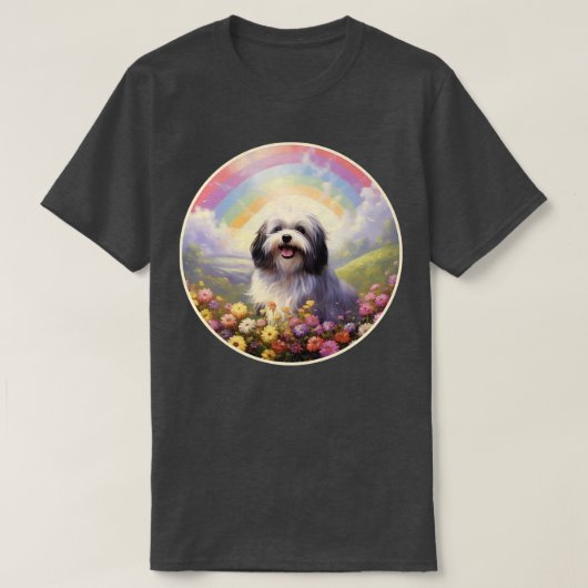 Havanese Memorial Rainbow Bridge Kleurrijke honden T-shirt (Design voorkant)