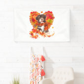 Havanese met hart gemaakt van herfstbladeren spandoek (Insitu)
