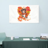 Havanese met hart gemaakt van herfstbladeren spandoek (Beurs)