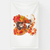 Havanese met hart gemaakt van herfstbladeren spandoek (Verticaal)
