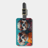 Havanese met Hartrozen Valentijnsdag Bagagelabel (Voorkant verticaal)
