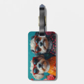 Havanese met Hartrozen Valentijnsdag Bagagelabel (Achterkant verticaal)