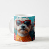 Havanese met Hartrozen Valentijnsdag Koffiemok (Voorkant links)