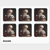 Havanese met Kerstman Feestelijke Kerst Vierkante Sticker (Vel)